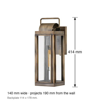 Sag Harbor 1 Light Exterior Wall Lantern by Hinkley dimensions in millimetres
