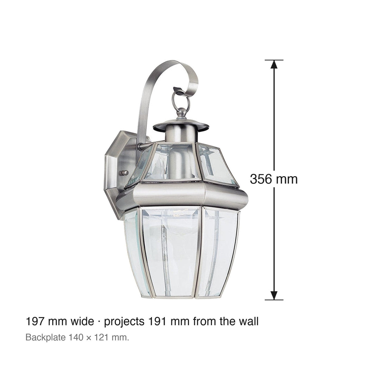 Lancaster Hanging Exterior Wall Lantern by Visual Comfort dimensions in millimetres