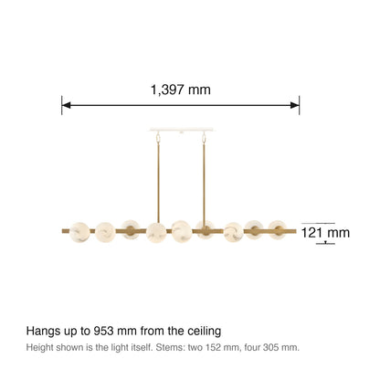Selene 10 Light Linear Chandelier by Hinkley dimensions in millimetres