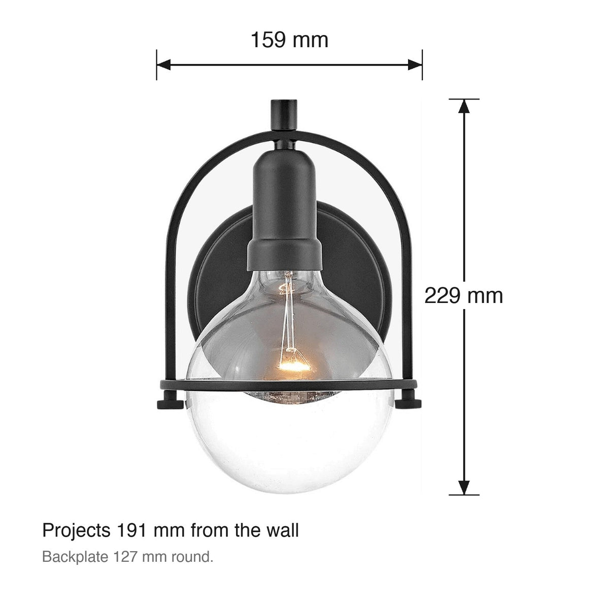 Somerset Single Wall Light by Hinkley dimensions in millimetres