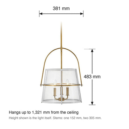 Tournon Pendant by Hinkley dimensions in millimetres