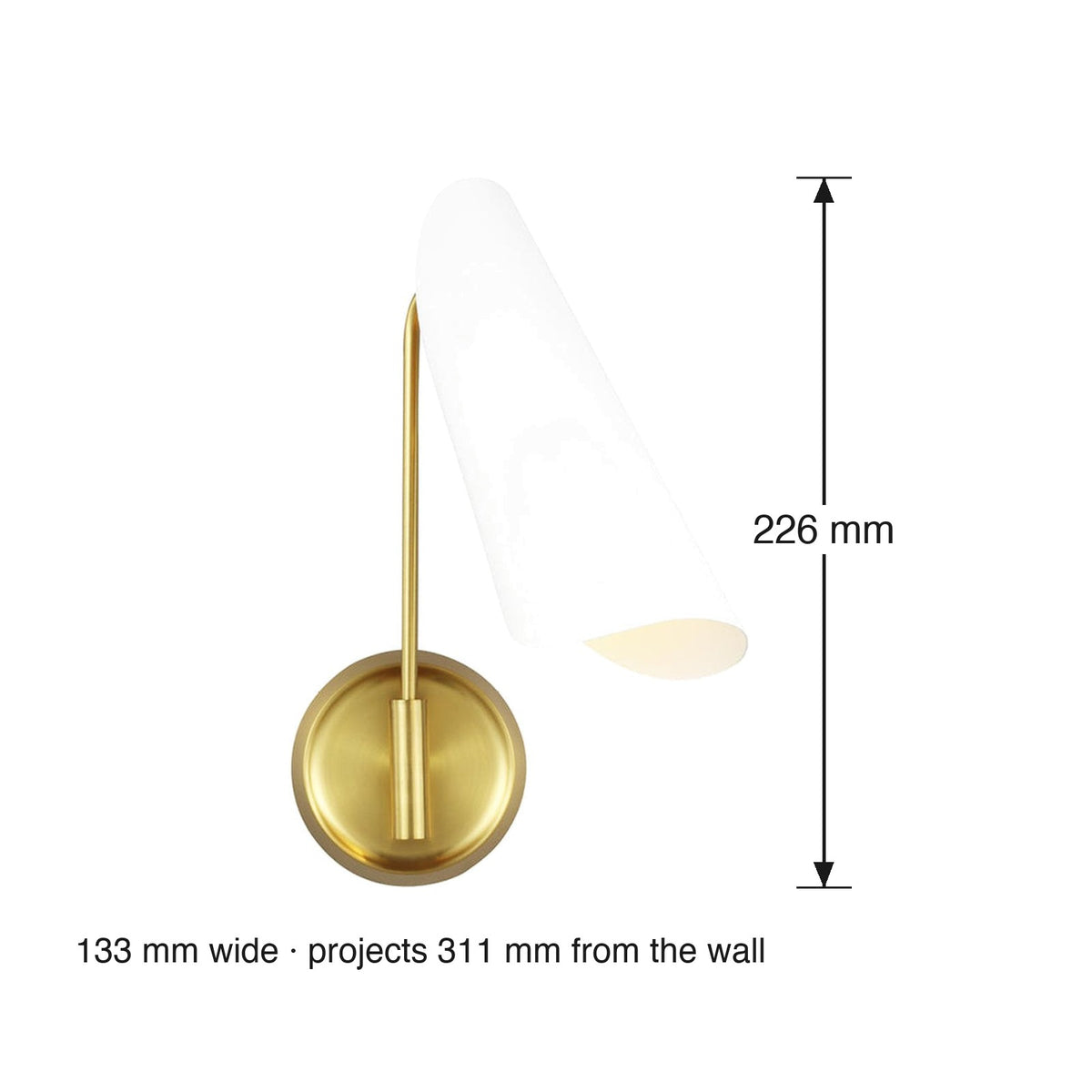 Tresa Single Wall Sconce by Visual Comfort dimensions in millimetres