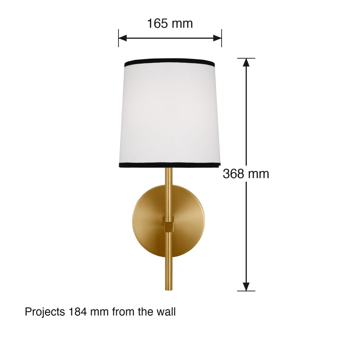 Ellison Wall Sconce by Visual Comfort dimensions in millimetres