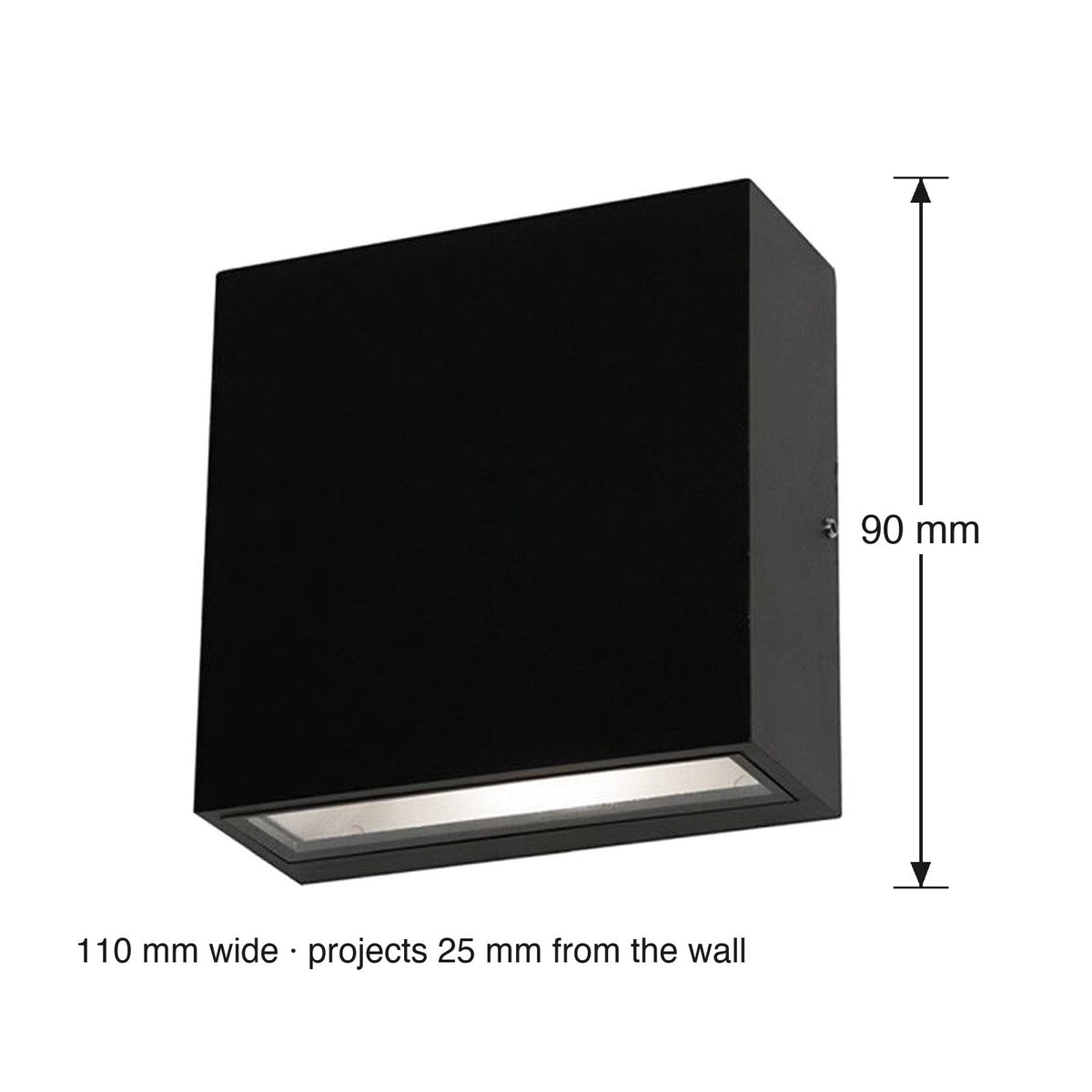 Volla LED Up/Down Wall Wash Light dimensions in millimetres