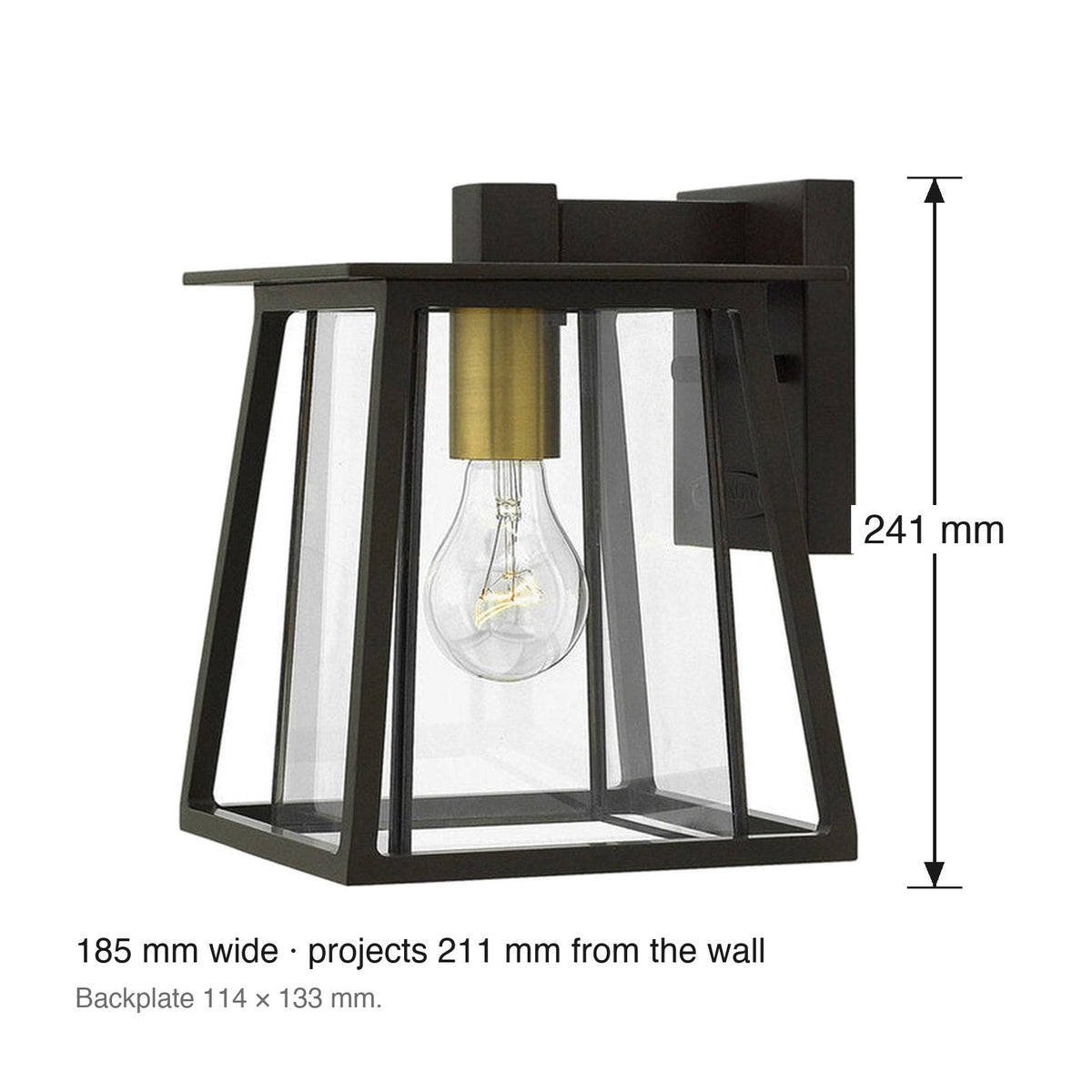 Walker Exterior Wall Lantern by Hinkley dimensions in millimetres