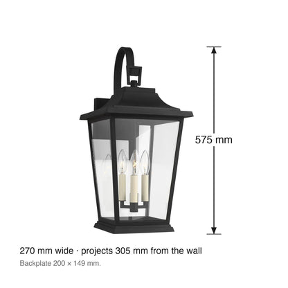 Warren Large Exterior Wall Lantern by Visual Comfort dimensions in millimetres