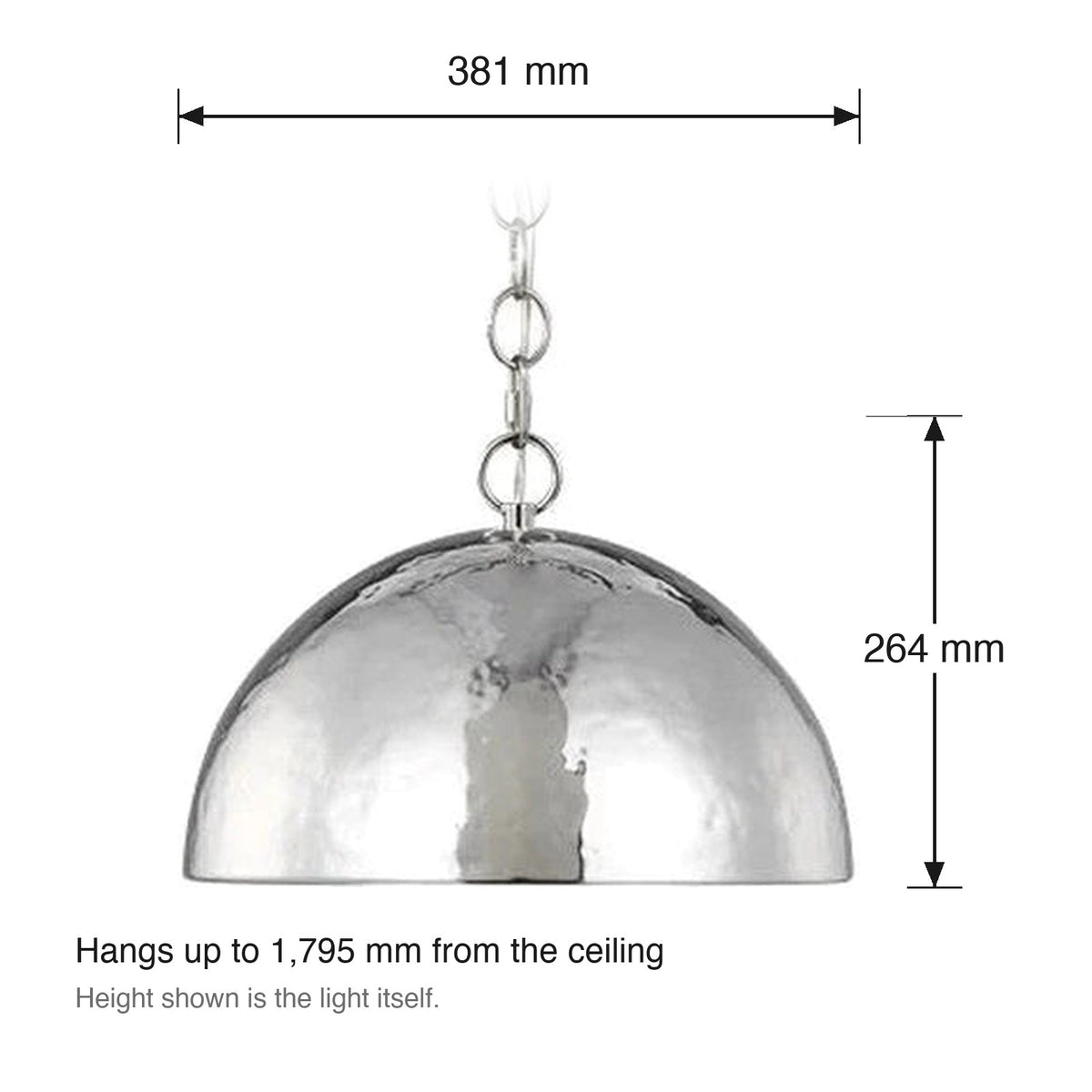 Whare Medium Pendant by Visual Comfort dimensions in millimetres